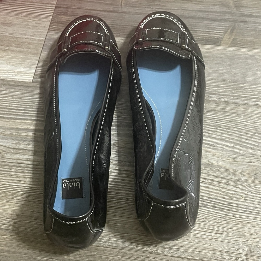 BIALA Black Patent Leather Flats Womens Sz 10M Made In ITALY Office Career - Picture 10 of 14